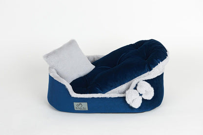 Legowisko Luxury Furry Navy Blue dla psa i kota – widok 3